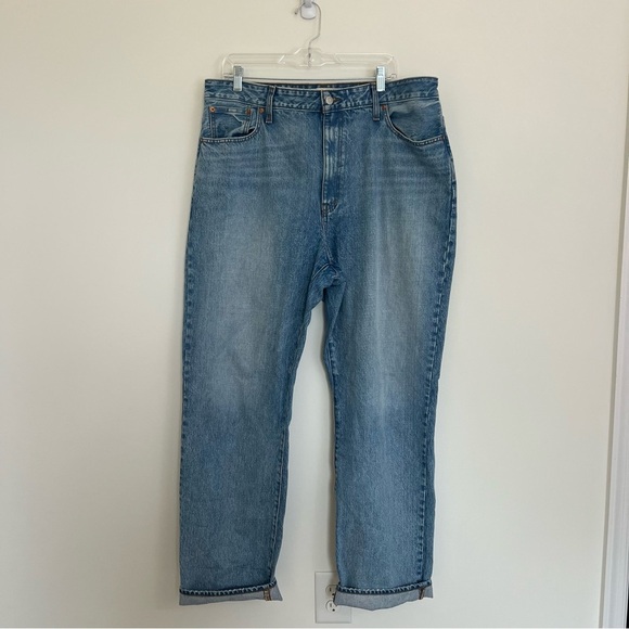 Madewell 90s Curvy Straight Blue Jeans with Cropped Hem Denim - 33 T - Picture 1 of 8